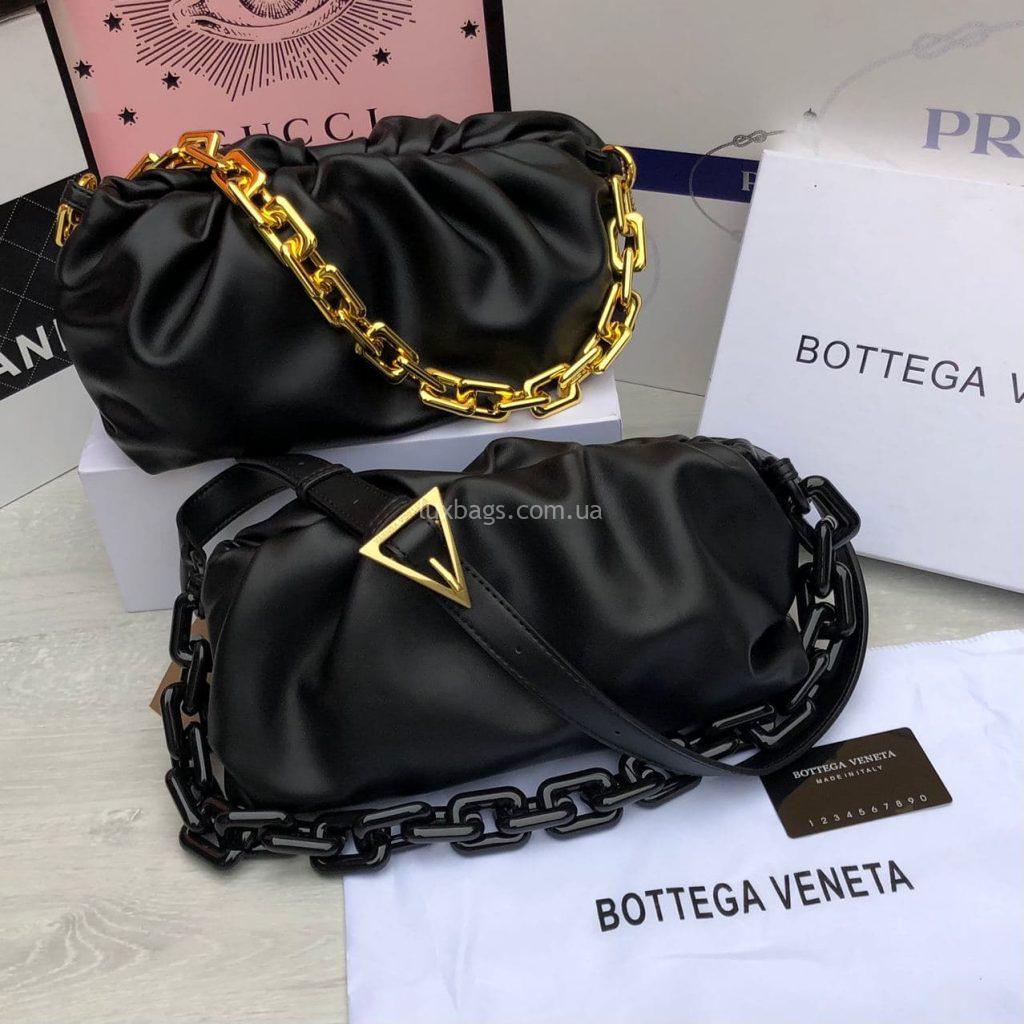 Кожаная женская сумка Bottega Veneta клатч The chain Pouch с цепью Боттега