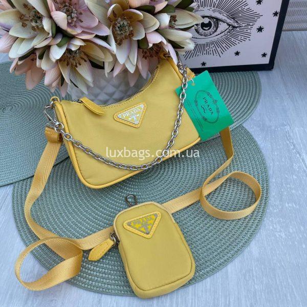 Желтая сумка женская Prada Nylon.